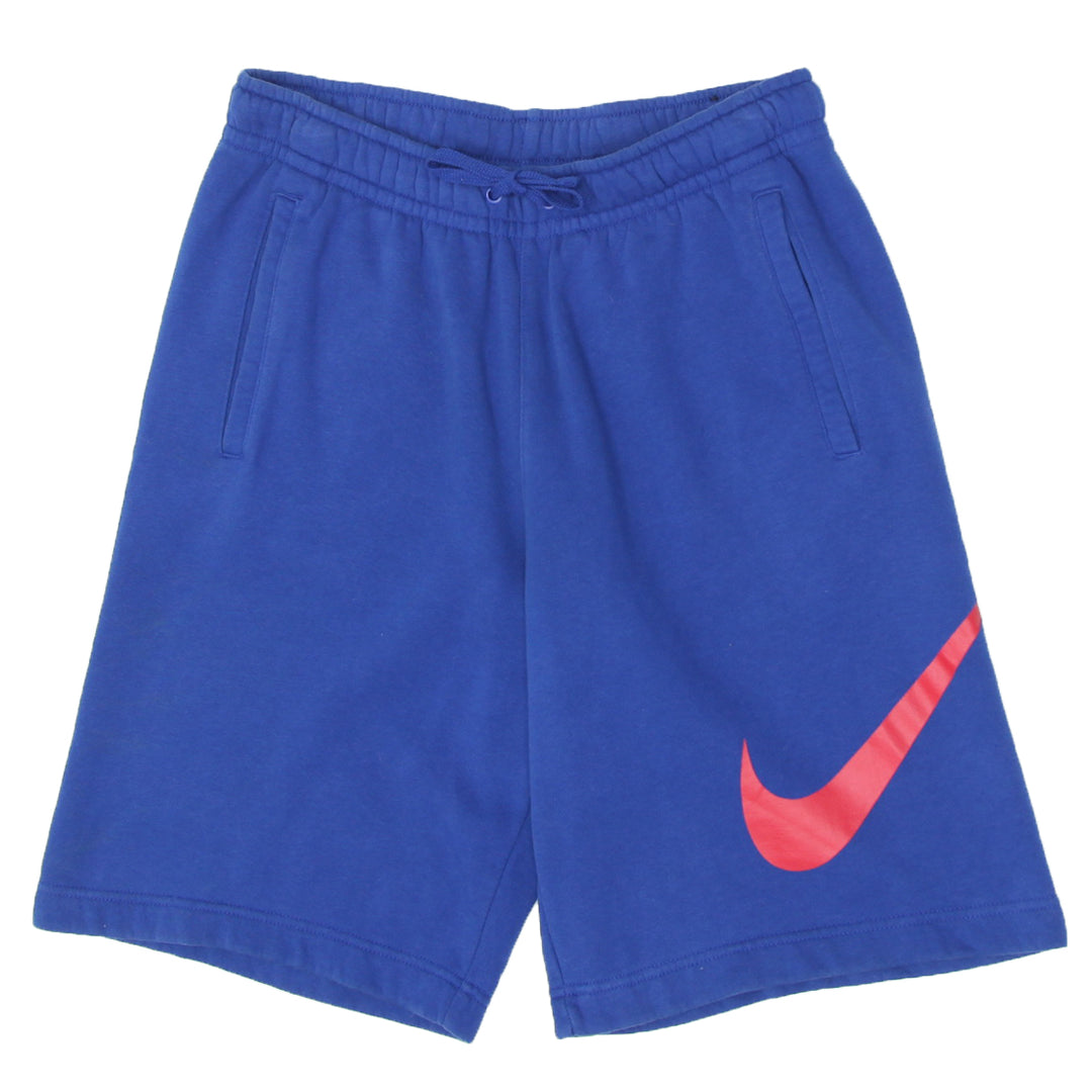 Shop Mens Nike Logo Blue Fleece Sweat Shorts Fashion Rerun