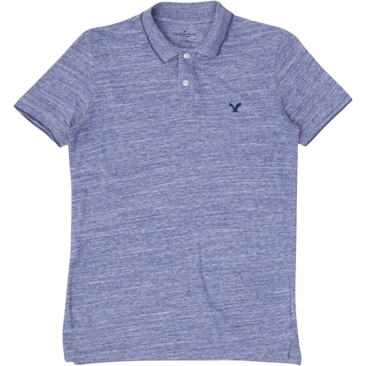 Men’s American Eagle polo shirt in heather blue, short sleeve with casual style