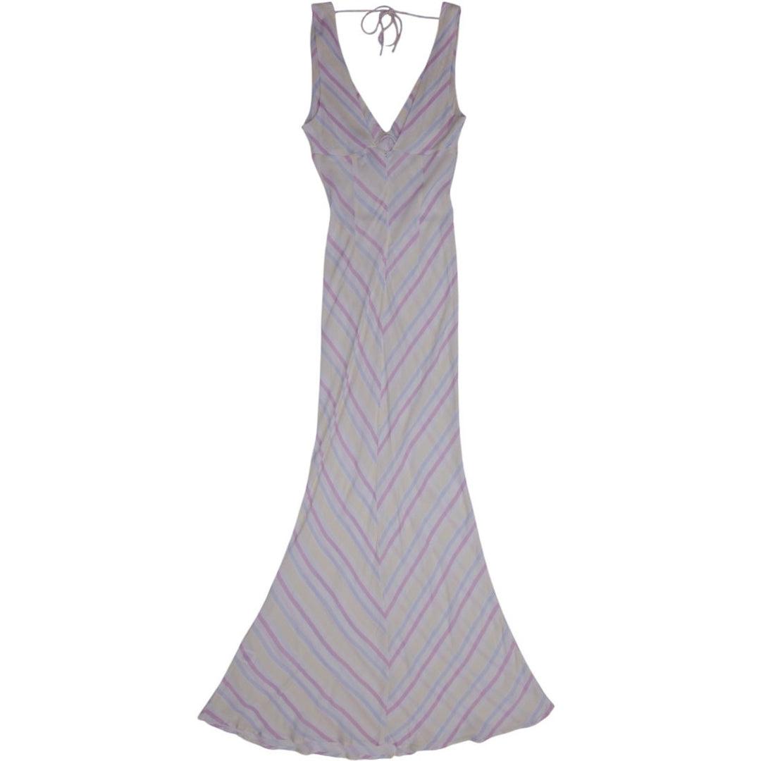 Y2K Ladies Princess Polly Pastel Striped Sleeveless Maxi Long Dress Size 10