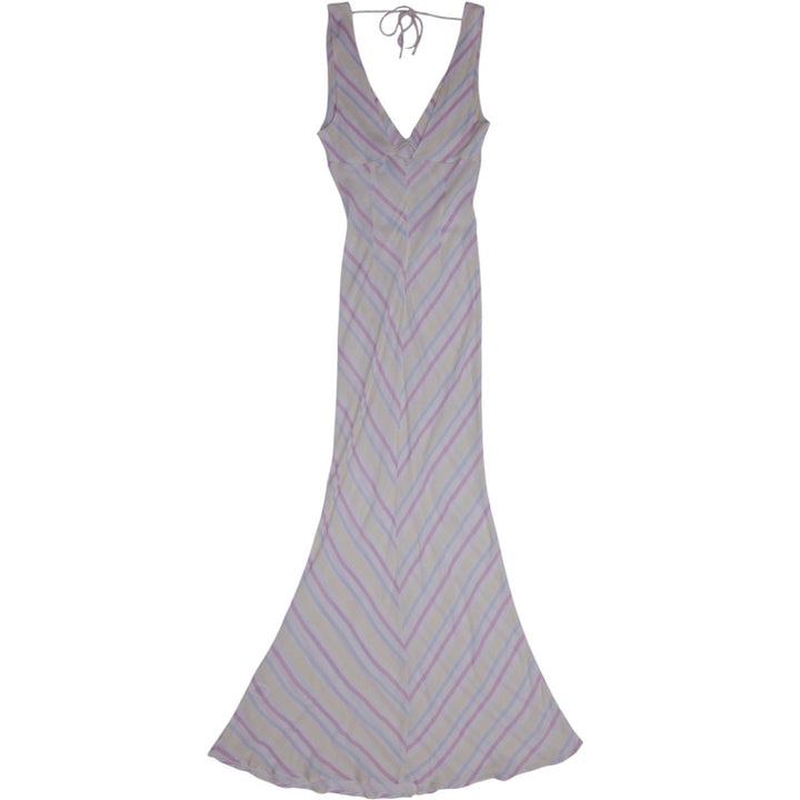 Y2K Ladies Princess Polly Pastel Striped Sleeveless Maxi Long Dress Size 10