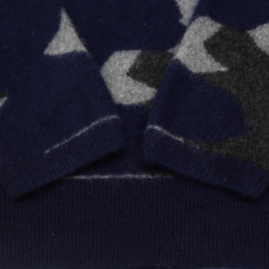 Ladies Camouflage Sweater Navy Long Sleeve Knitwear Size M | Migration_Knitwear & Sweaters - Detail View | Fashion Rerun