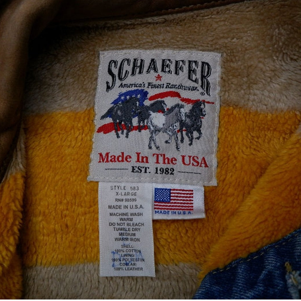 Vintage Mens Schaefer Ranchwear Denim Jacket Blue Button Front