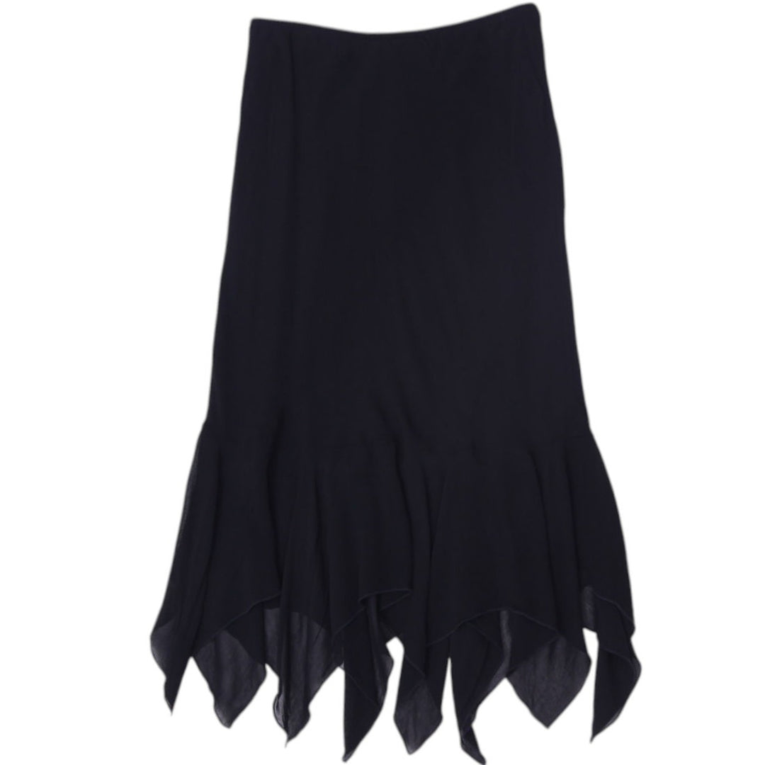 Y2K Ladies Skirt Black Asymmetric Hem Maxi Size M