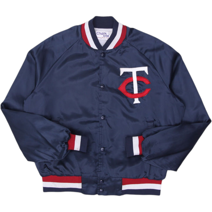 Vintage Mens Chalk Line Varsity Jacket Navy Team Logo Lightweight | Migration_Jackets | Fashion Rerun