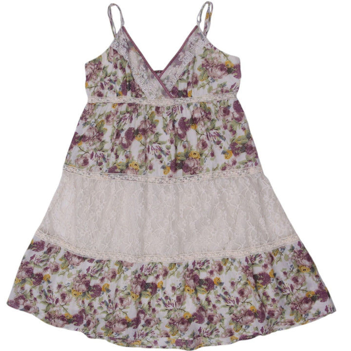 Y2K Ladies Floral Multi Color Spaghetti Strap Lace Dress Size 42 | Migration_Dresses | Fashion Rerun
