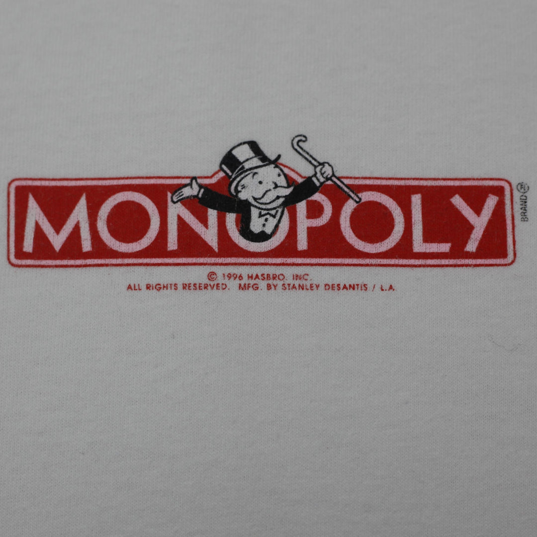 Vintage 1996 Monopoly Community Chest T-Shirt Stanley Desantis Single Stitch L