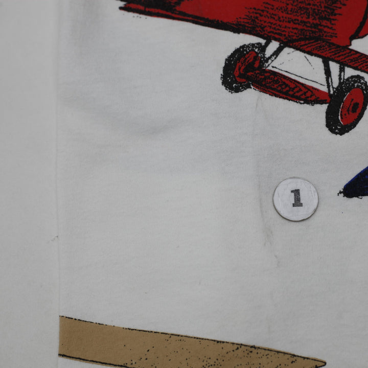 Vintage 90s EAA (Experimental Aircraft Association) All-Over Print Biplane Made In USA Single Stitch T-Shirt Size L