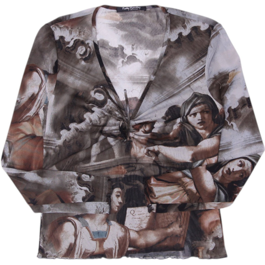 Y2K Ladies Betty Barclay Renaissance Art Mesh Top Size 40