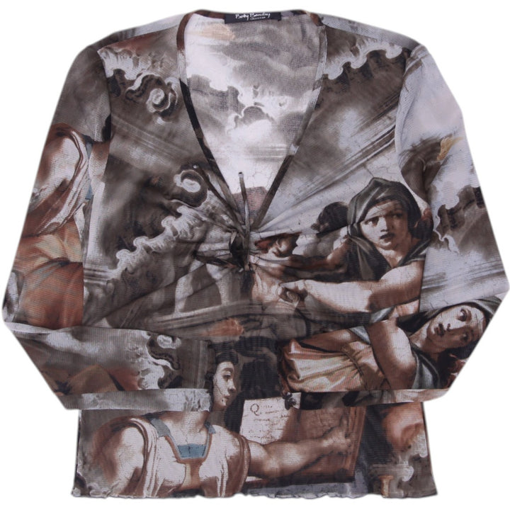 Y2K Ladies Betty Barclay Renaissance Art Mesh Top Size 40