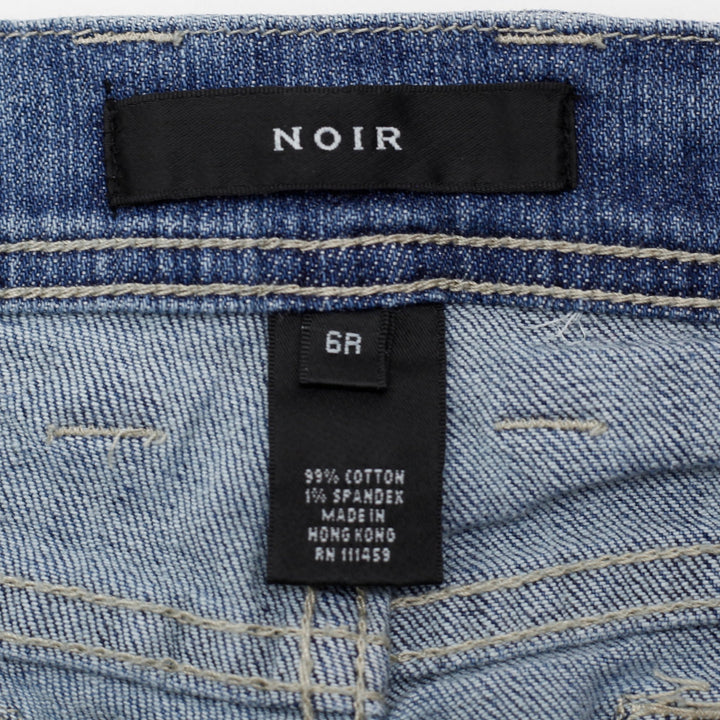 Y2K Ladies Noir Embellished Studded Bootcut Denim Jeans Blue Size 6R