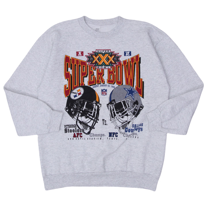 1996 Vintage Super Bowl Steelers Vs Cowboys Crewneck Sweatshirt Made in USA - Fashion Rerun Vintage Migration_Sweaters