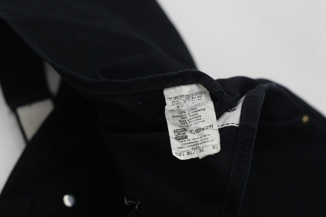 Vintage 90's Carhartt R01 BLK Black Duck Double Knee Bib Overalls