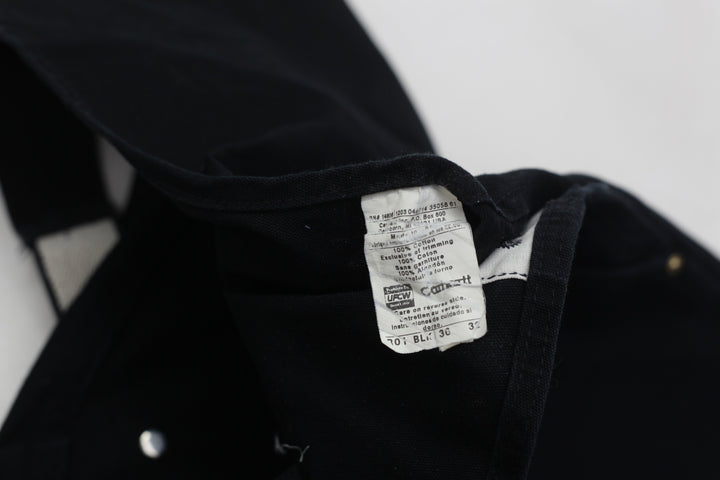 Vintage 90's Carhartt R01 BLK Black Duck Double Knee Bib Overalls