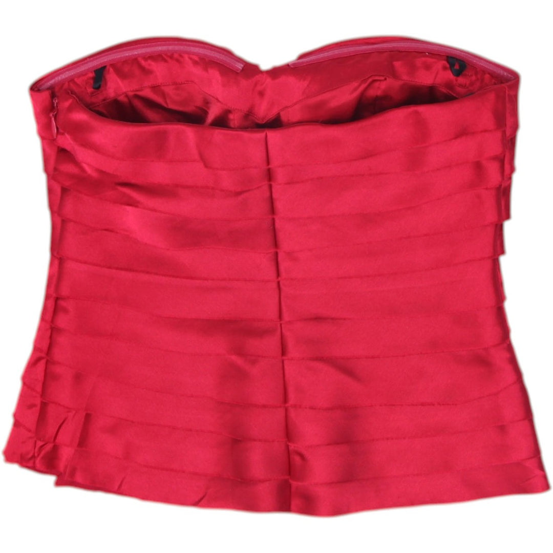 Y2K Ladies Bebe Strapless Red Pleated Top Size M