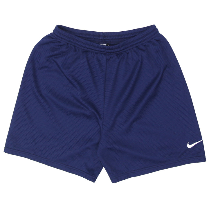 90's Vintage Nike Swoosh Embroidered Mesh Shorts Navy Blue Youth - Fashion Rerun Vintage Migration_Shorts