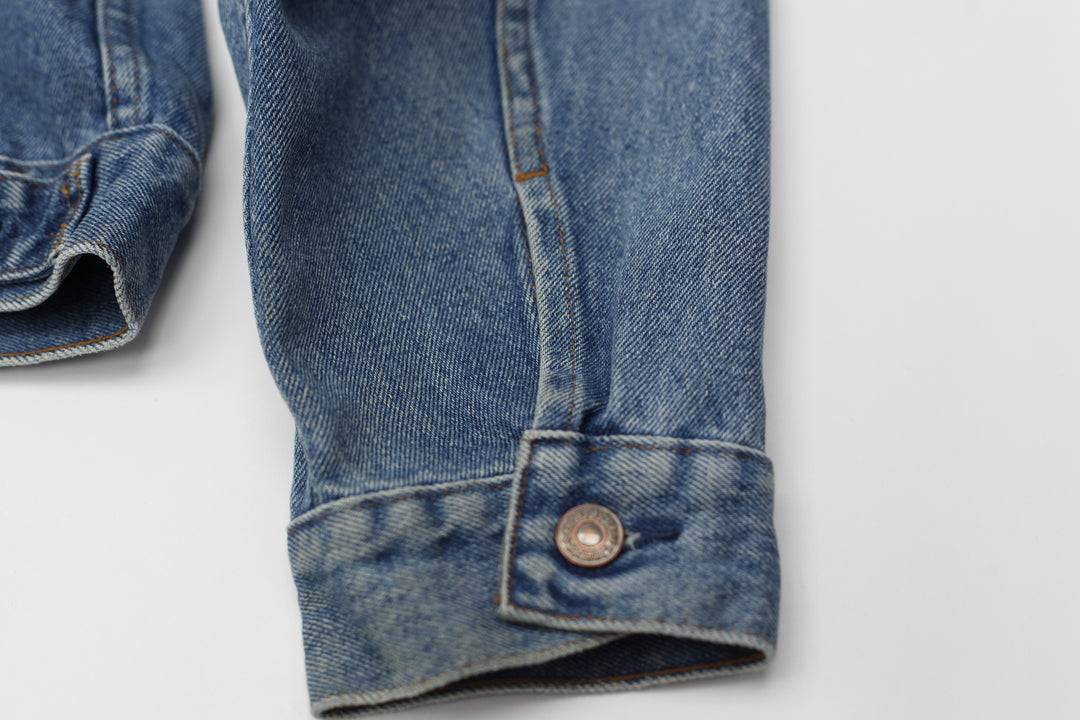 Vintage Levi Strauss 75515-0212 Orange Tab Harley Davidson Patched Denim Jacket