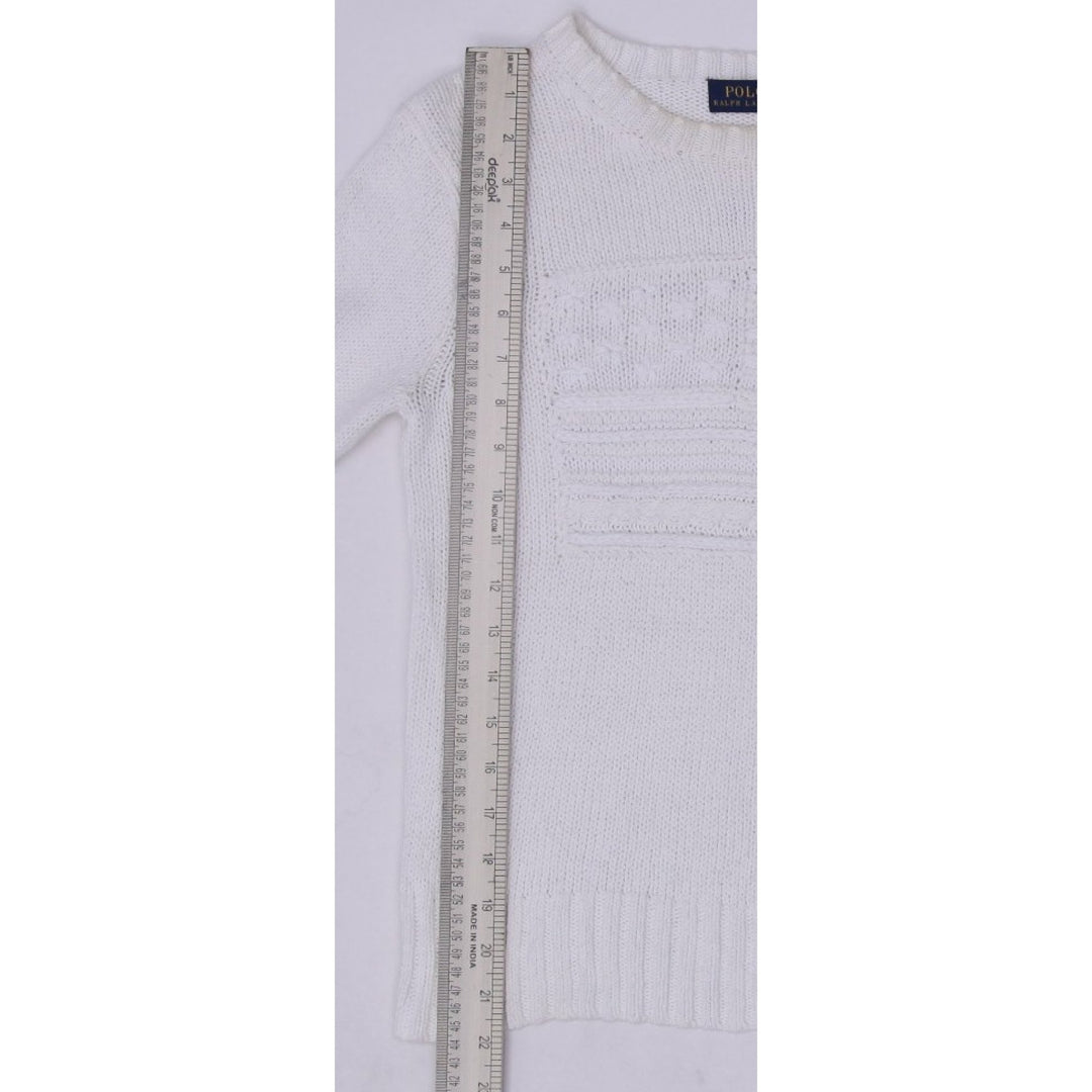 Vintage Ladies Polo Ralph Lauren Iconic American Flag Cotton Crewneck Sweater S