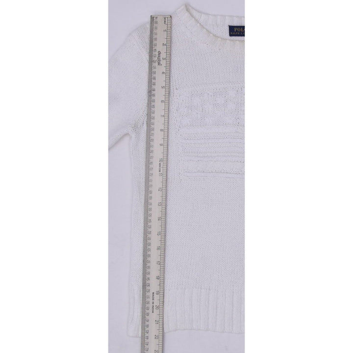 Vintage Ladies Polo Ralph Lauren Iconic American Flag Cotton Crewneck Sweater S