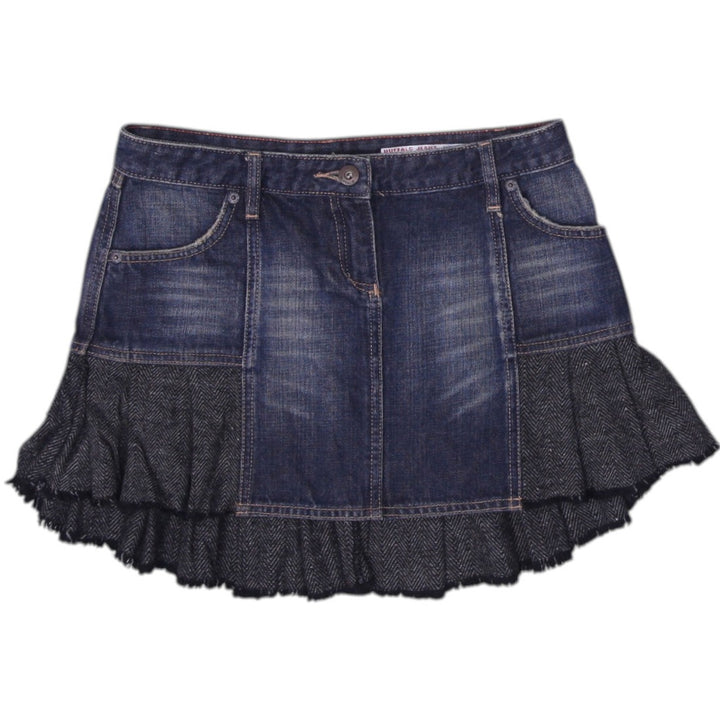 Y2K Ladies Blue Ruffled Hem Mini Style Denim Skirt Size 26 | Migration_Skirts | Fashion Rerun