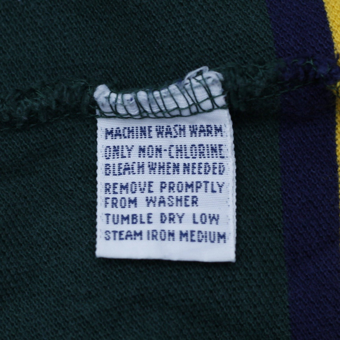 Vintage Mens Polo Ralph Lauren Rugby T-Shirt Green Striped Cotton Size XXL
