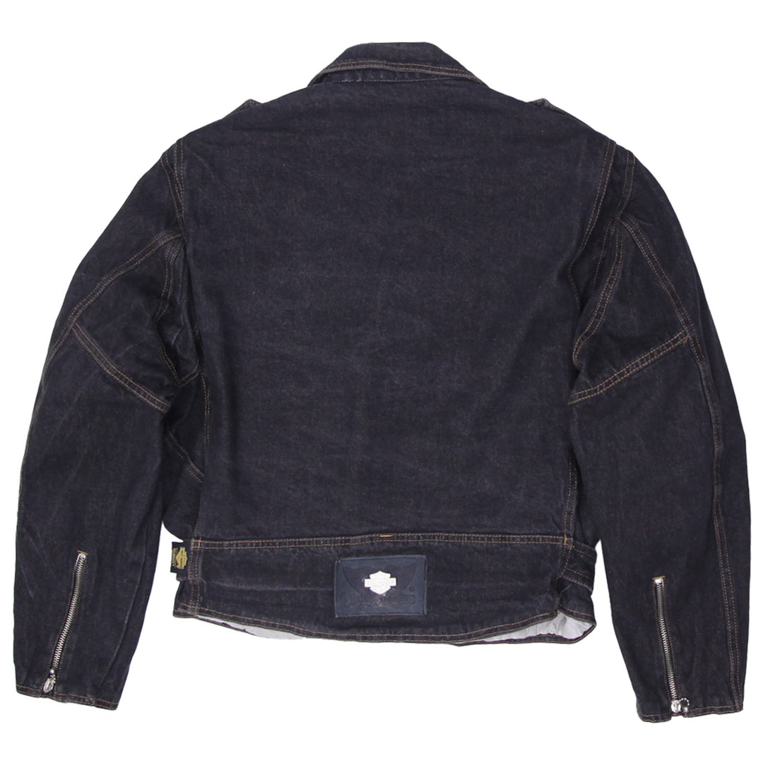 Harley Davidson Vintage Denim Jacket Black Denim Heavy Biker