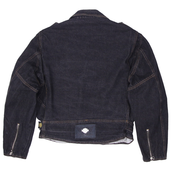 Harley Davidson Vintage Denim Jacket Black Denim Heavy Biker