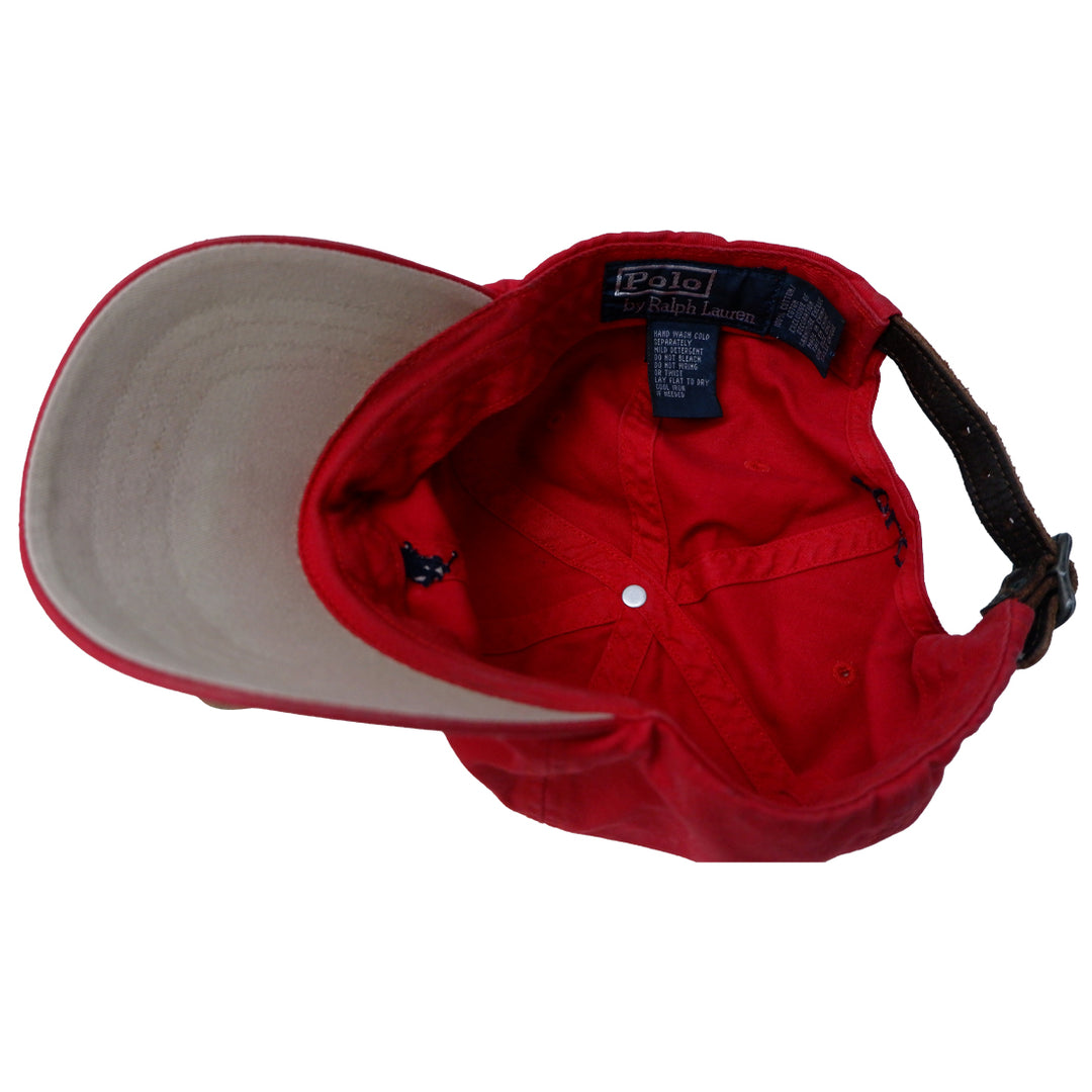 Vintage Polo By Ralph Lauren Hat Cap Red Adjustable Navy Pony