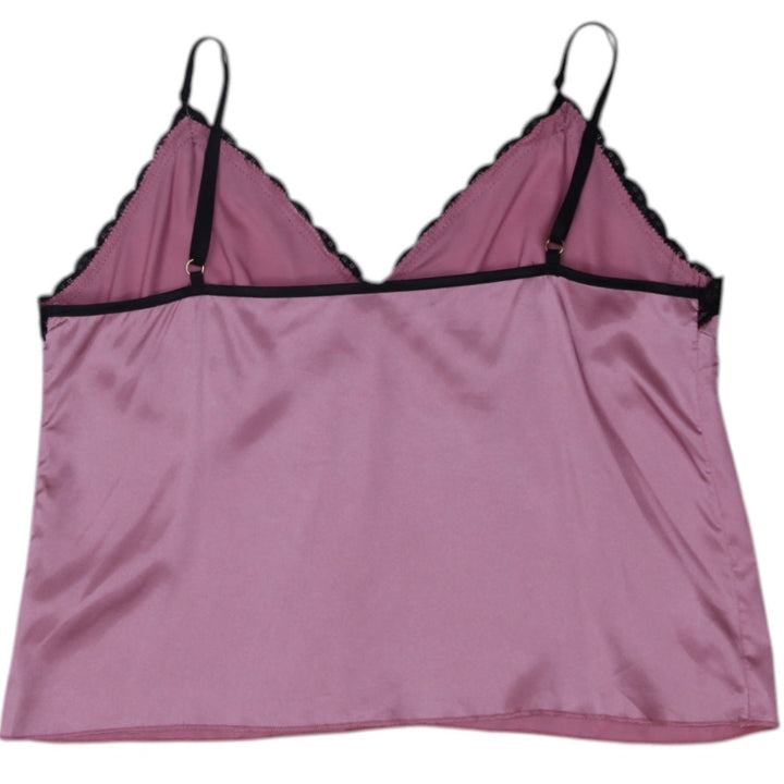 Y2K Ladies Camisole Pink Satin Lace Trim Top L | Migration_Y2K Tops - Side View | Fashion Rerun