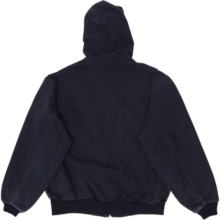 Mens Carhartt J131-BLK Black Hooded Workwear Jacket Size XL