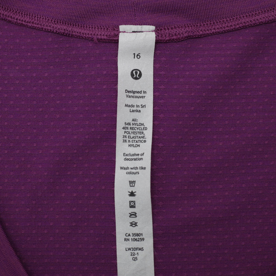 Ladies Lululemon Swiftly Tech Running Top Size 16
