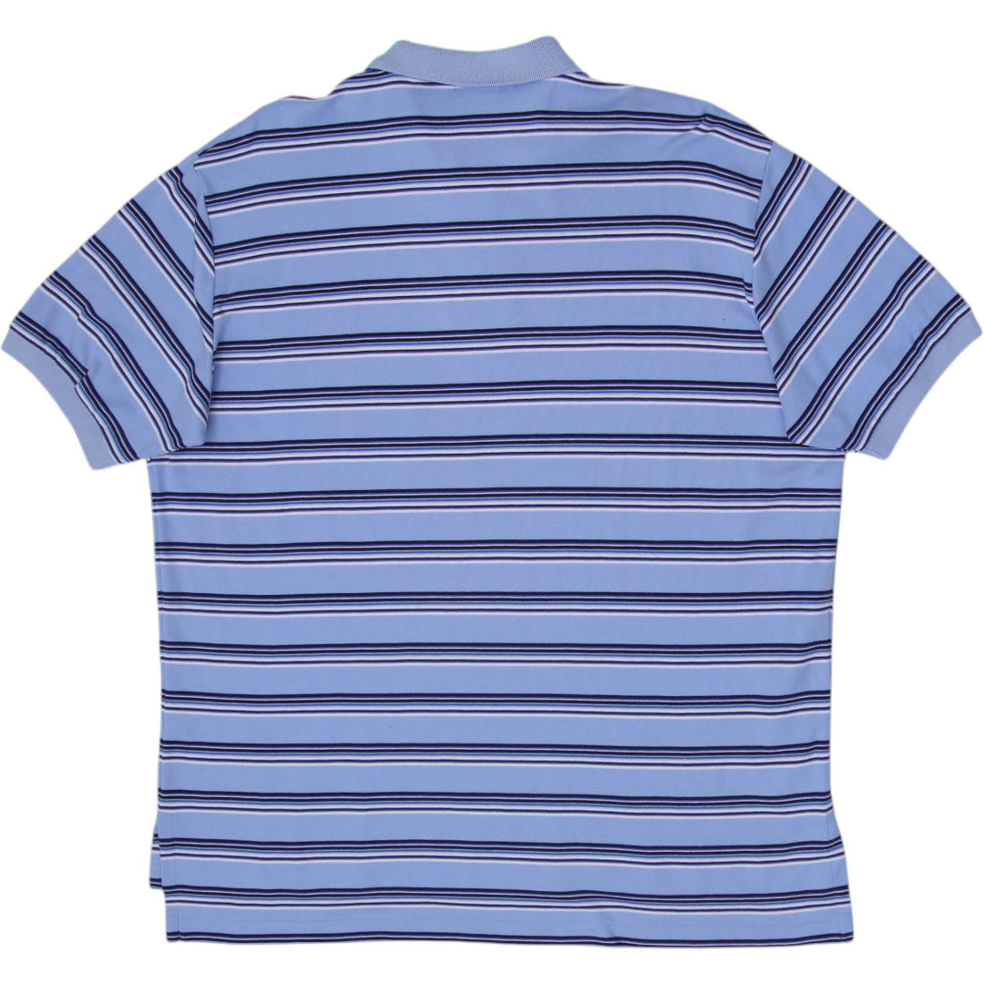 Mens Ralph Lauren Polo Shirt Light Blue Striped Cotton Casual Size XL
