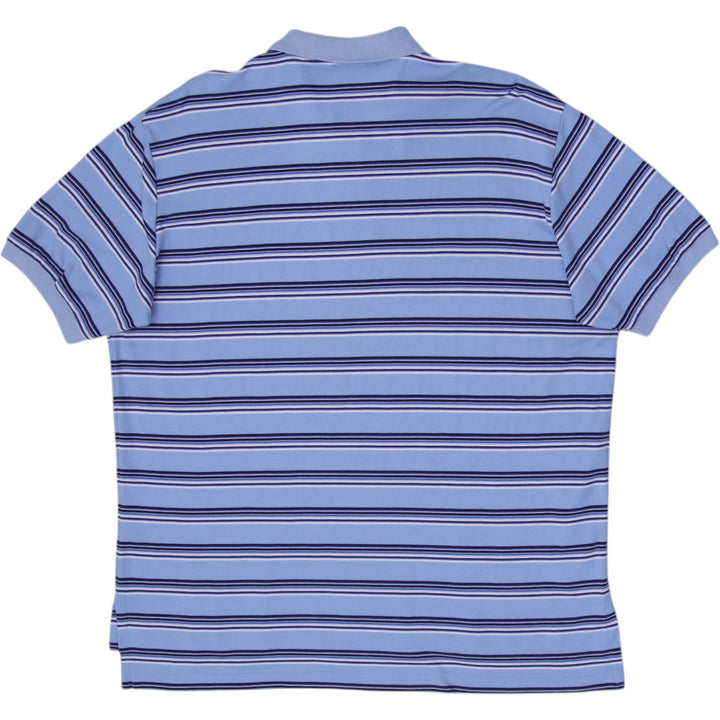 Mens Ralph Lauren Polo Shirt Light Blue Striped Cotton Casual Size XL