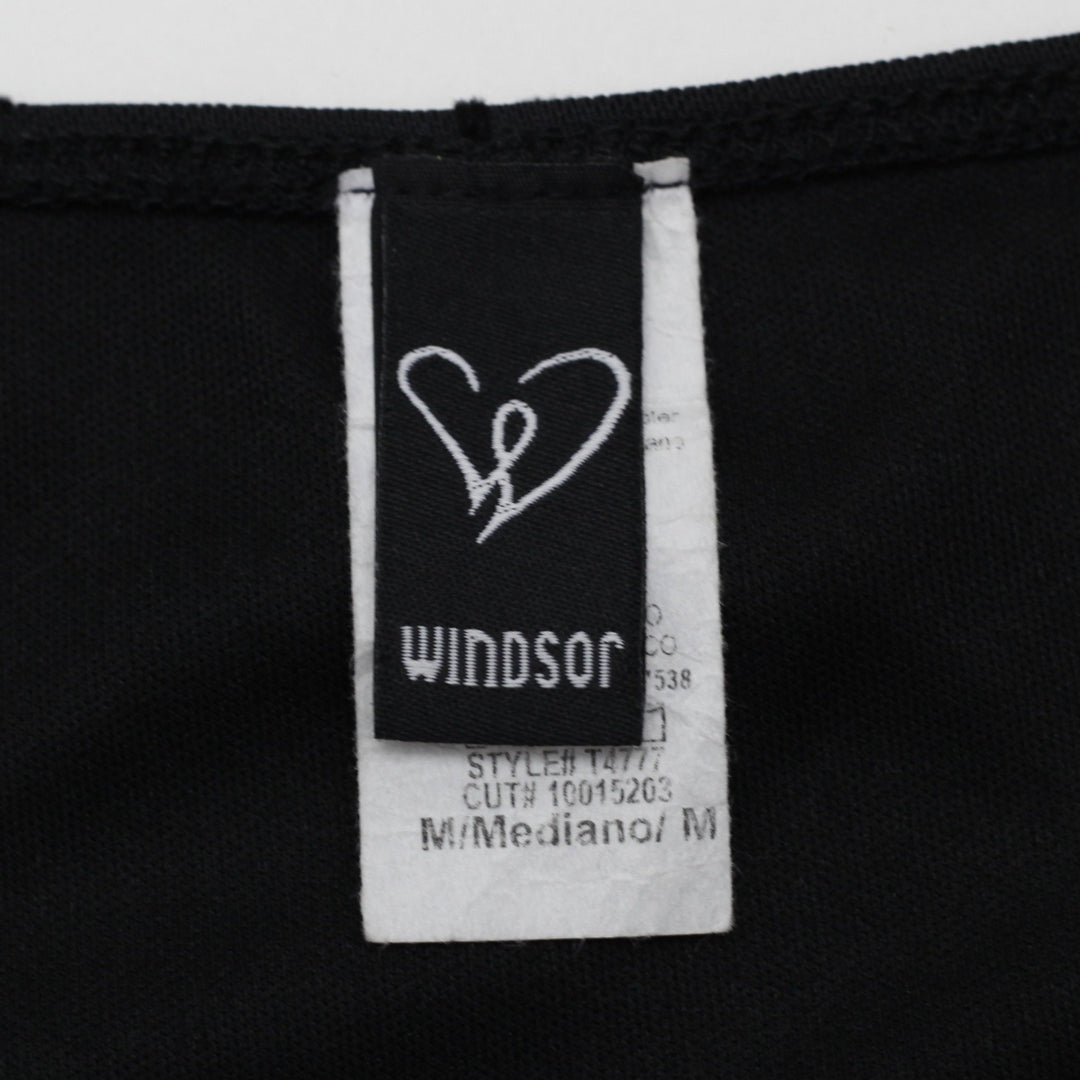 Y2K Ladies Windsor Tank Top Black Sleeveless Floral Chic Size M