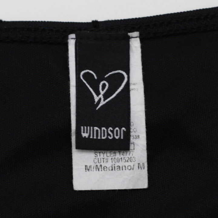 Y2K Ladies Windsor Tank Top Black Sleeveless Floral Chic Size M