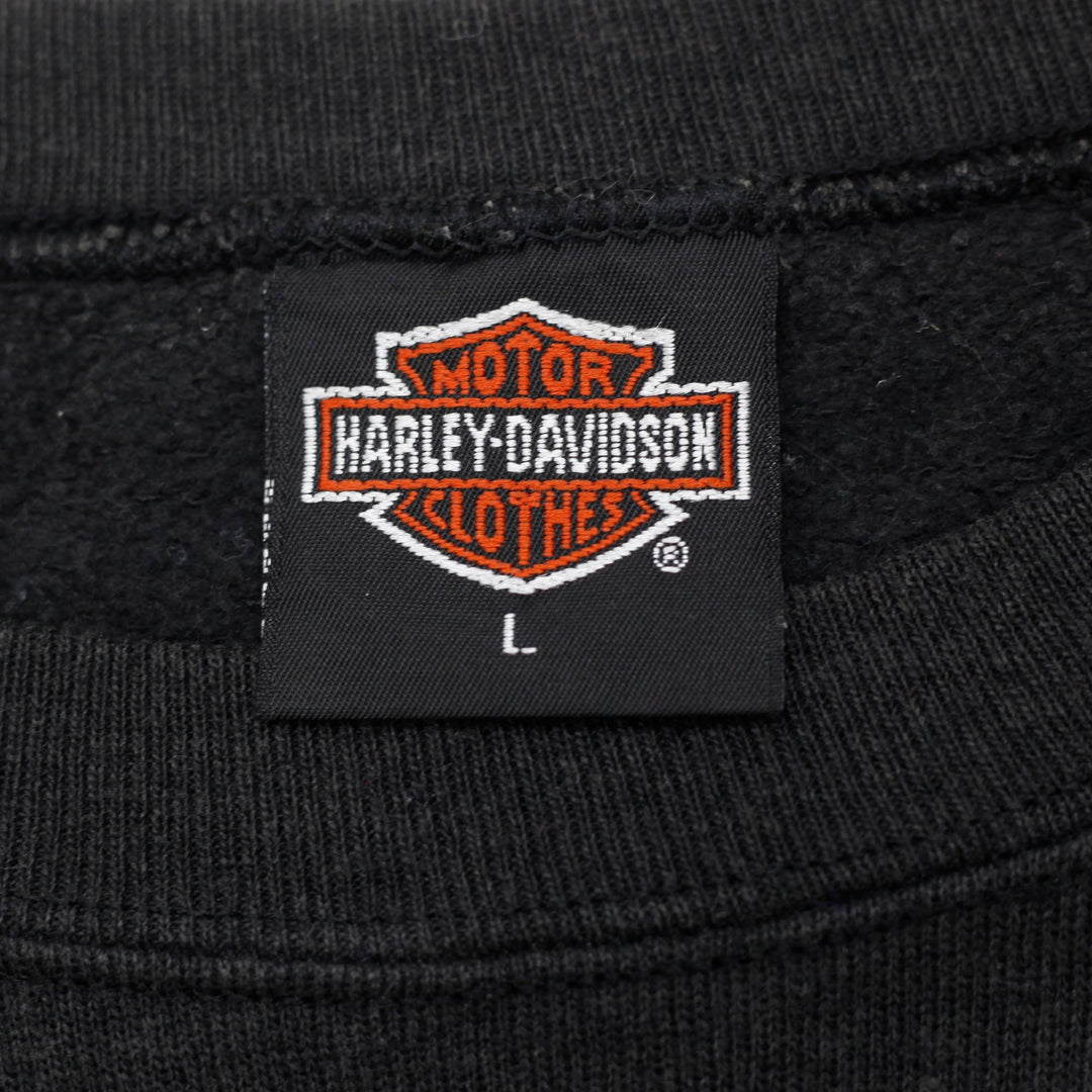 Vintage Mens Harley Davidson Sweatshirt Black Graphic Fleece 1991