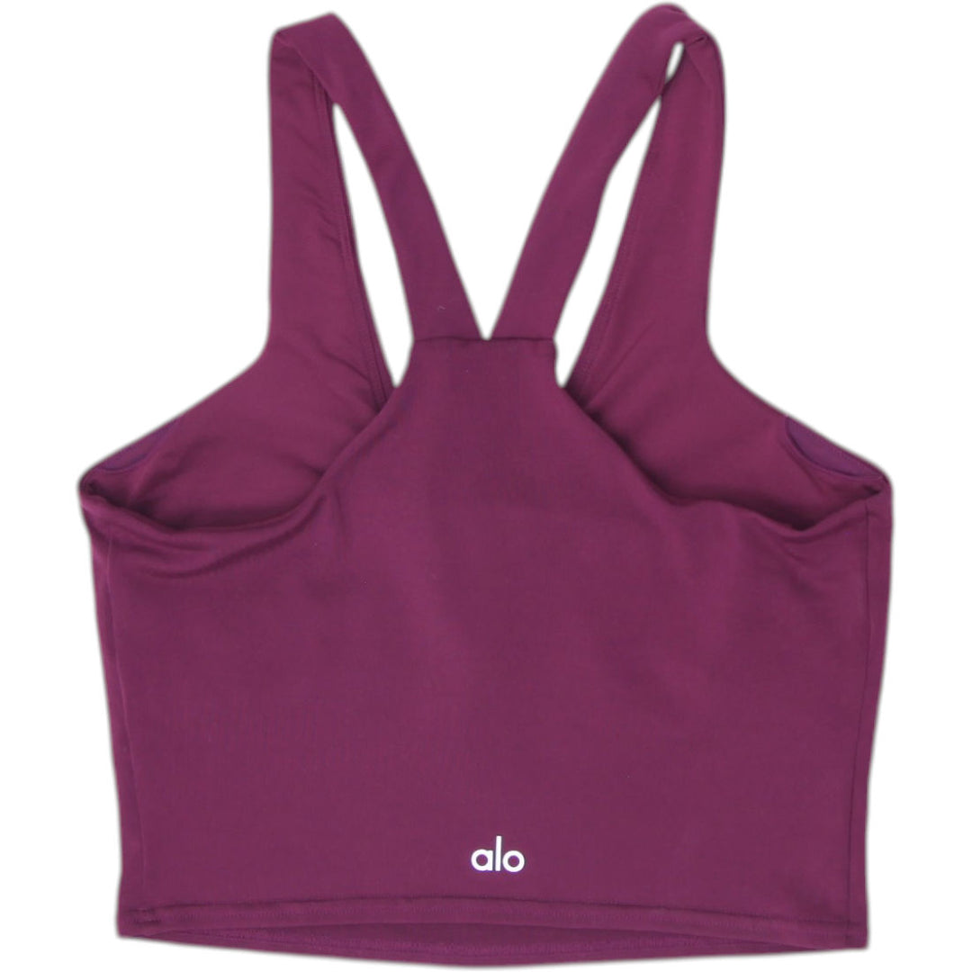 Ladies Alo Yoga Real Bra Tank Top Small Plum Maroon Burgundy Cropped