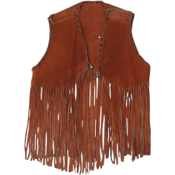 Vintage Fringe Dark Brown Suede Tassel Waistcoat | Migration_Vests | Fashion Rerun