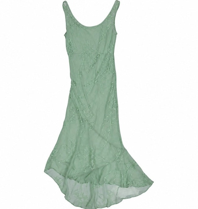 green y2k dress Y2K Lime Green Beaded Gown - S