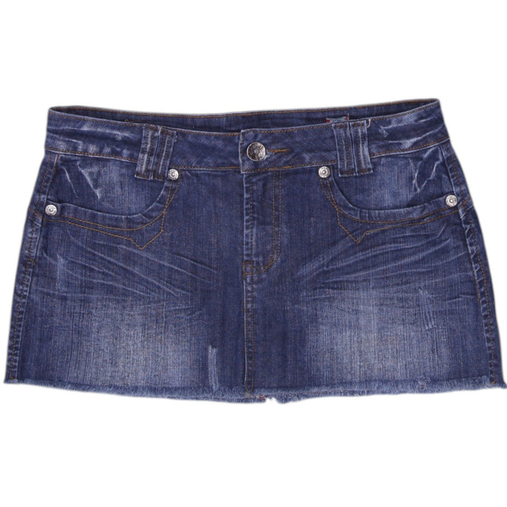 Y2K Ladies Embroidered Pocket Denim Mini Skirt Size XL