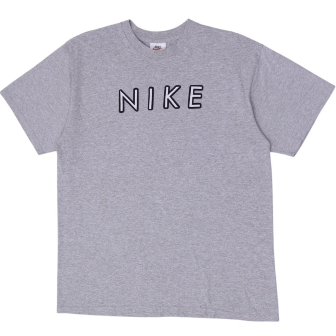 Vintage Mens Nike Embroidered Center Spellout T-Shirt Size L