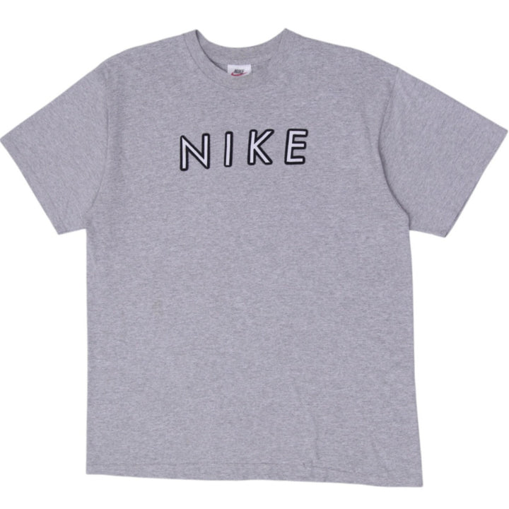 Vintage Mens Nike Embroidered Center Spellout T-Shirt Size L