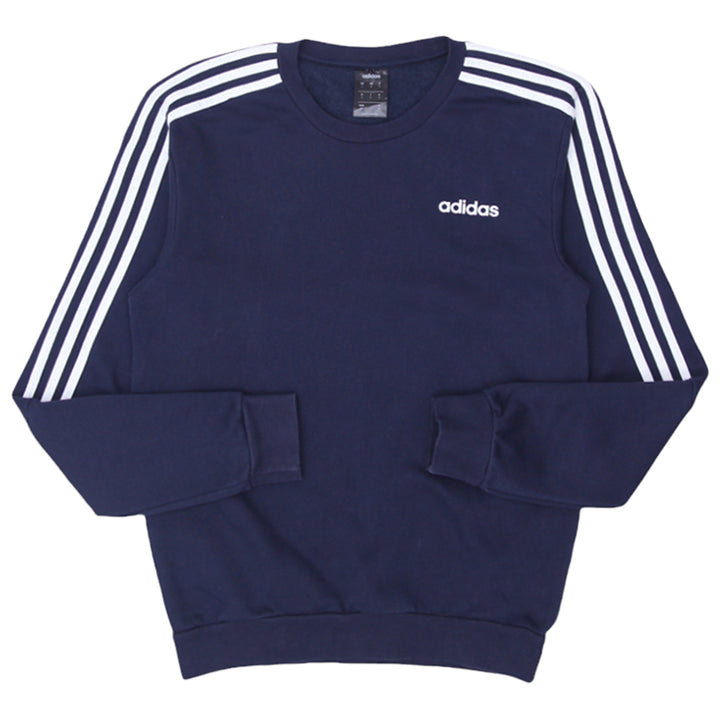 Mens Adidas White Stripes Navy Crewneck Sweatshirt - Fashion Rerun Vintage Migration_Sweaters