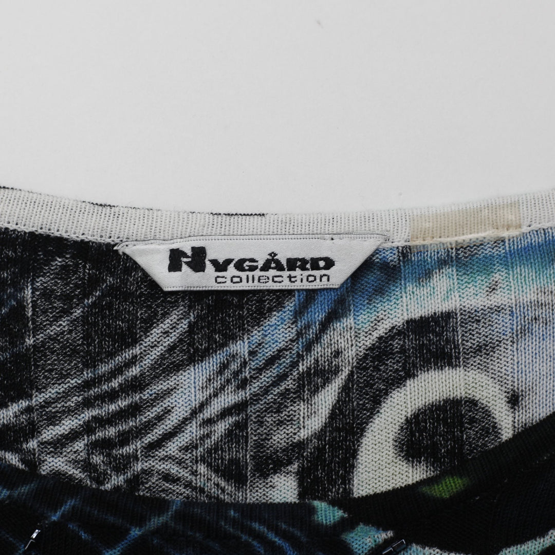 Y2K Ladies Nygard Peacock Graphic Print Long Sleeve Top Size XS
