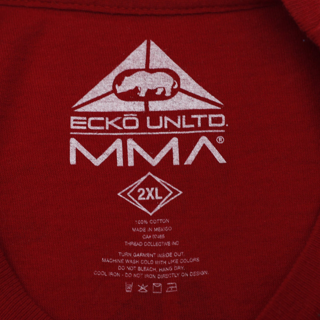 Y2K Mens Ecko Unltd MMA Fighter Division T-Shirt Red Rhino Graphic Size 2XL