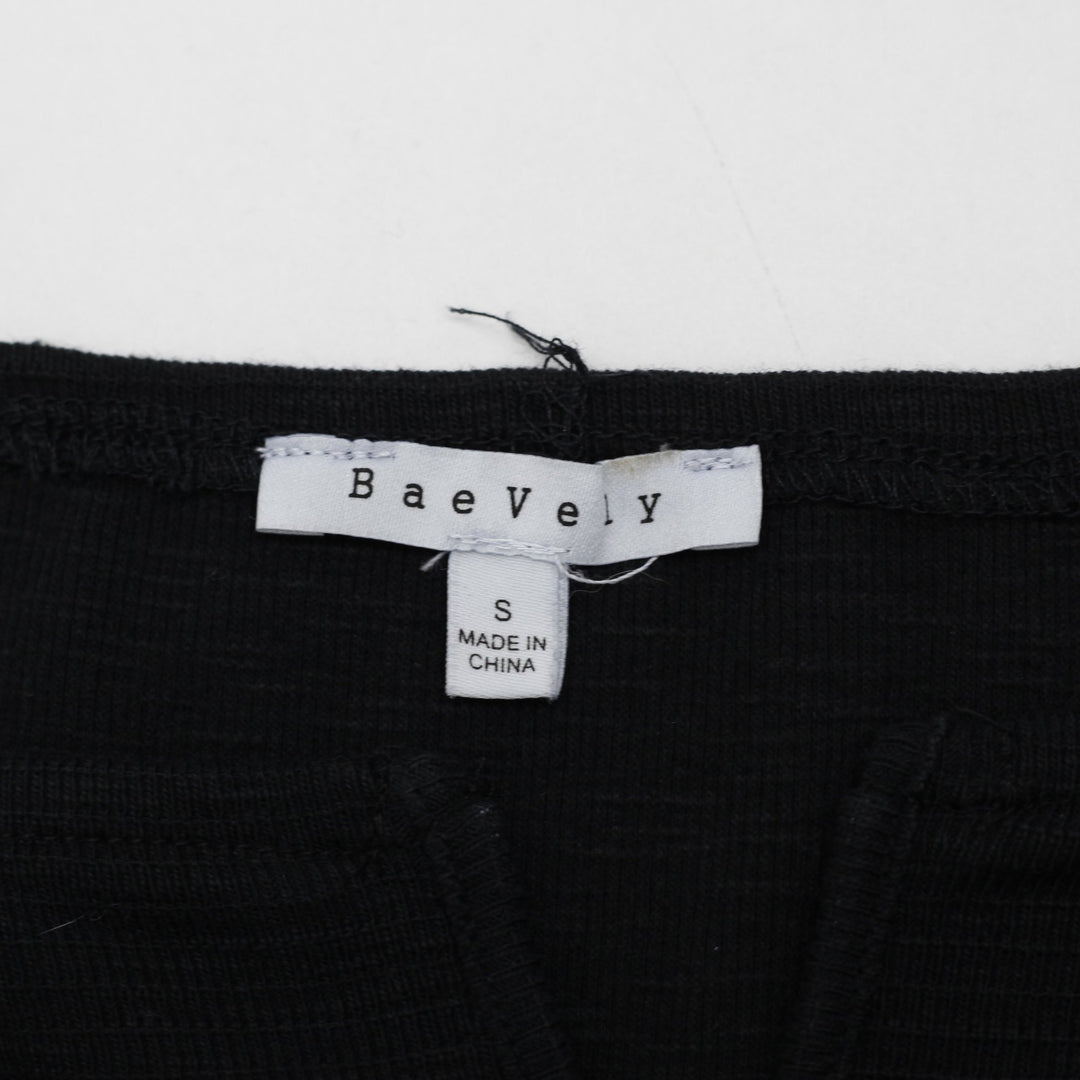 Y2K Ladies Baevley Ribbed Puff Sleeve Bodysuit Size S