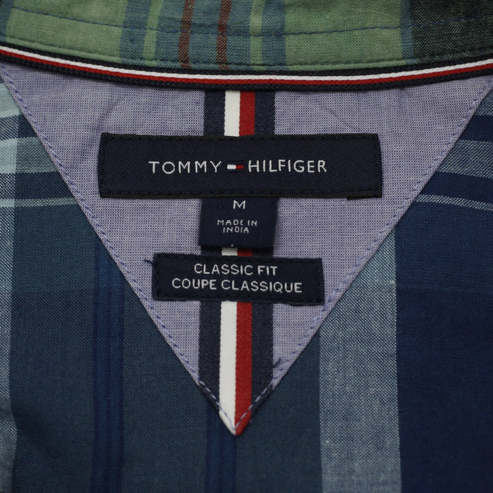 Mens Tommy Hilfiger Mixed Plaid Colorblock Short Sleeve Shirt Classic Fit Size M