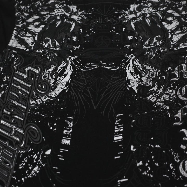 Y2K Mens Southpole Graphic T Shirt Black Y2K Grunge Skater All Over Print Size M