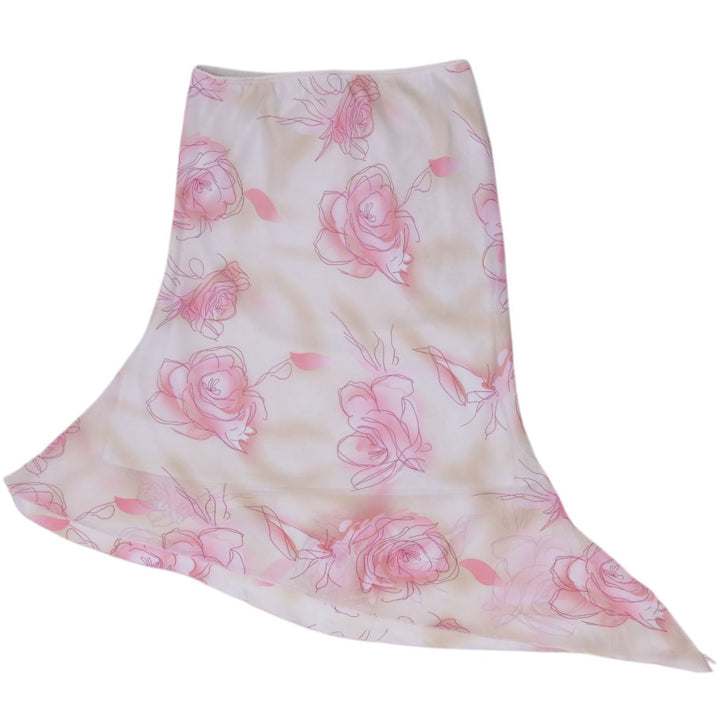 Y2K Ladies Suzy Shier  Shier Pink Rose Asymmetrical Midi Skirt Size M