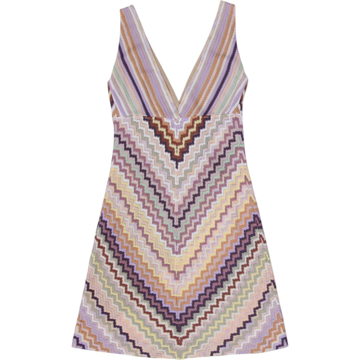 Y2K Ladies Missoni Chevron Dress Multi Color Sleeveless Knit