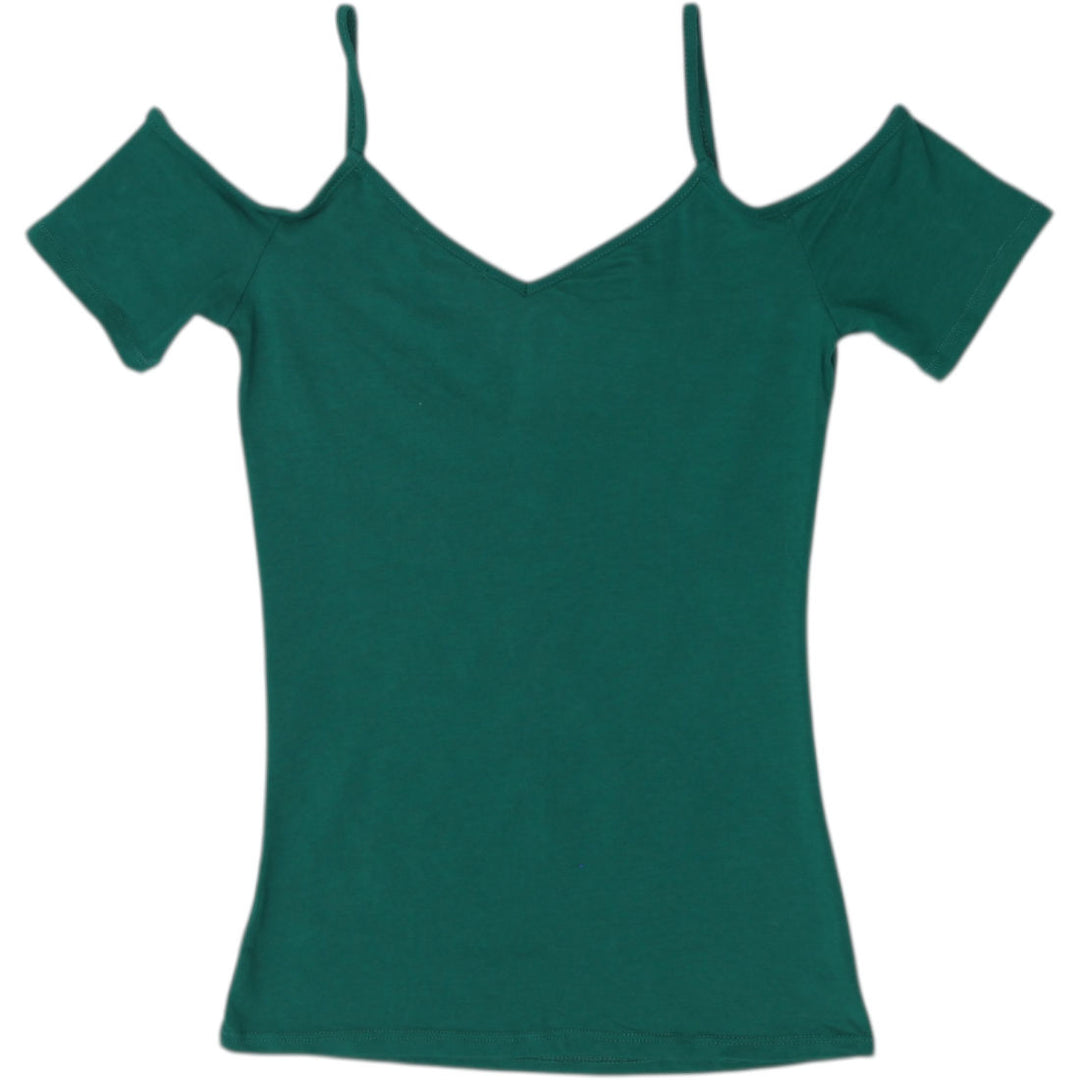 Y2K Ladies Ambiance Emerald Green Cold Shoulder Crossover Top Size S